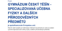 Specializovaná učebna fyziky a dalších přírodovědných předmětů