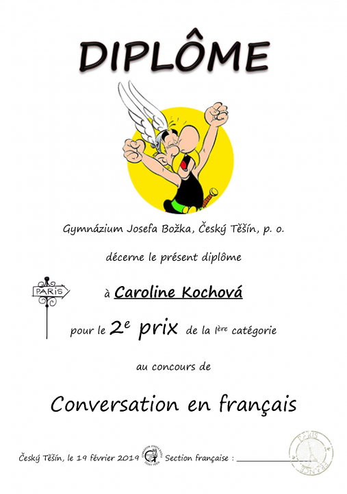 Školní kolo konverzační soutěže ve francouzštině
