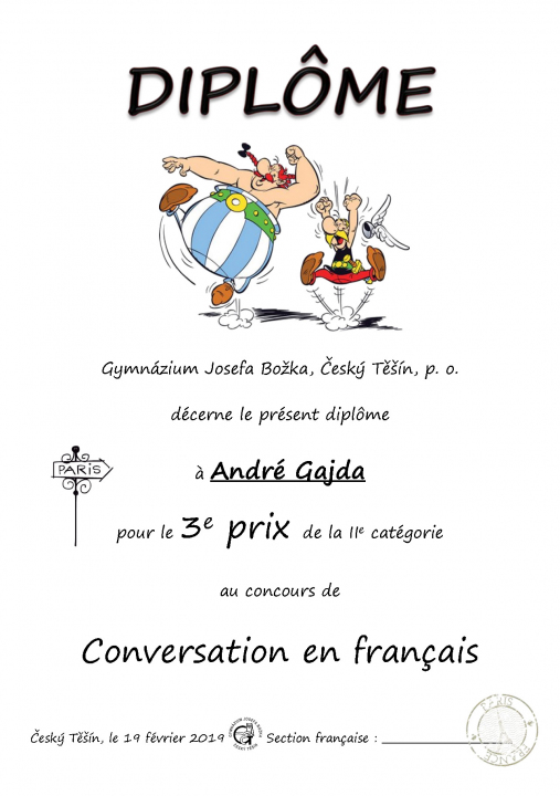 Školní kolo konverzační soutěže ve francouzštině